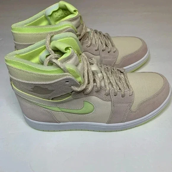 Women's Nike Jordan 1 Zoom Lemon Twist CT0979 200 Pearl White Fossil New - Picture 3 of 9